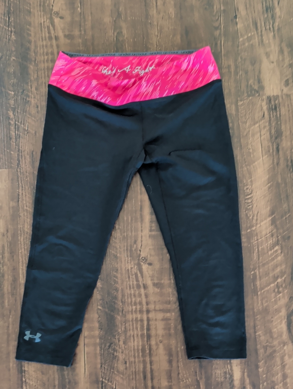 Under Armour Black Capri Leggings with Hot Pink Waistband